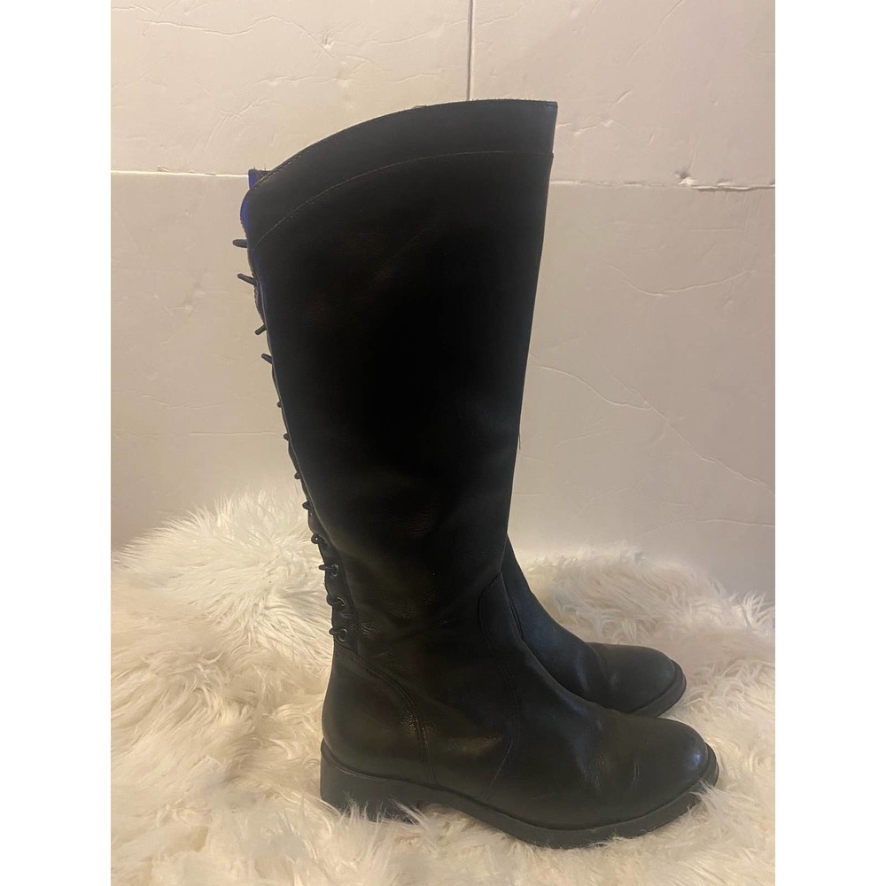 Womens ANDRE ASSOUS Black Leather Waterproof Riding Boots sz. 38 M